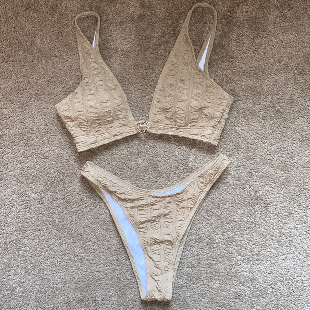 Tan mesh bathing suit